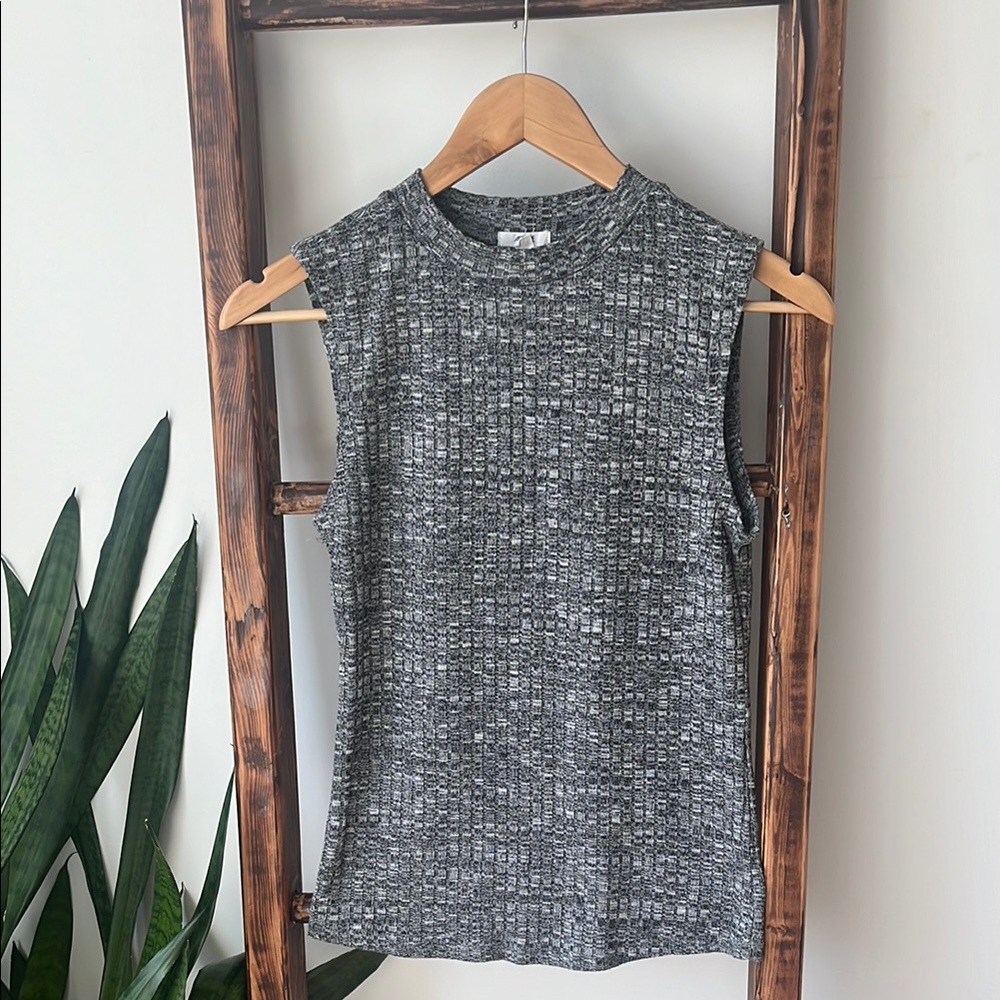Gray Sleeveless Knit Top
